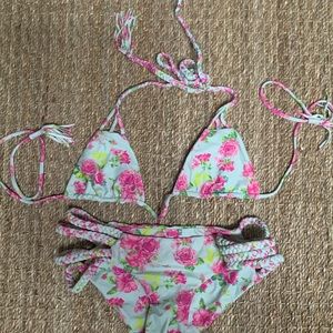 Tori Praver rose print bikini xs / s